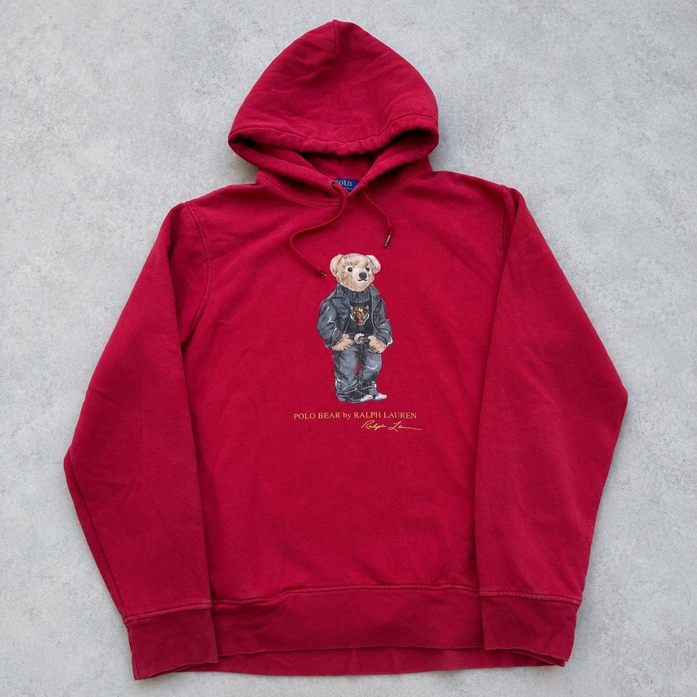 POLO RALPH LAUREN Lunar New Year Tiger Polo Bear Fleece Hoodie Sweater Red Large
